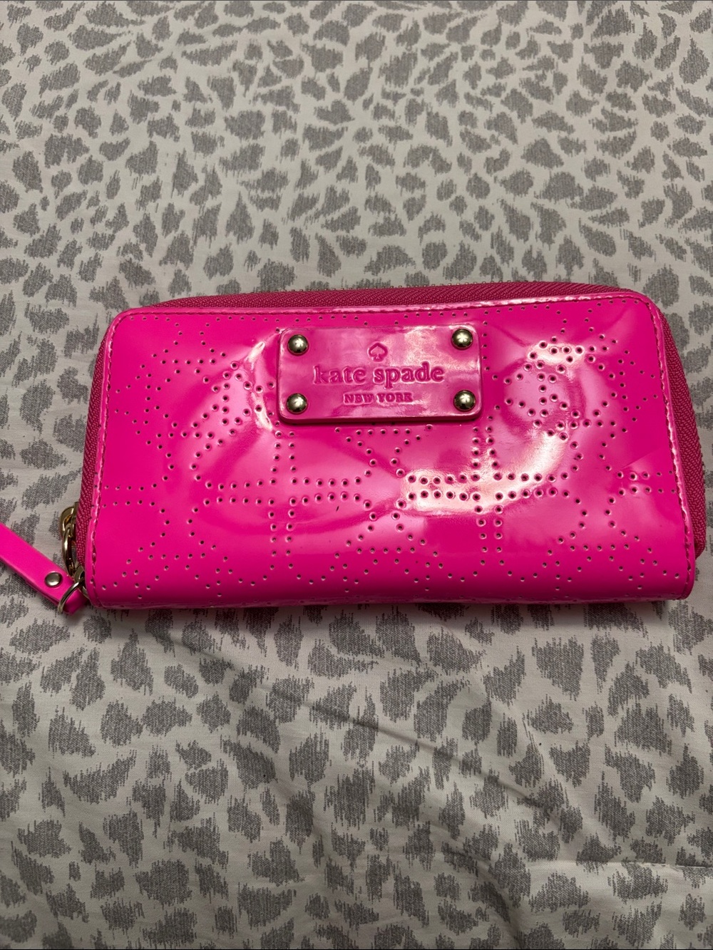 kate spade Bright Pink Patent Zip Around Wallet